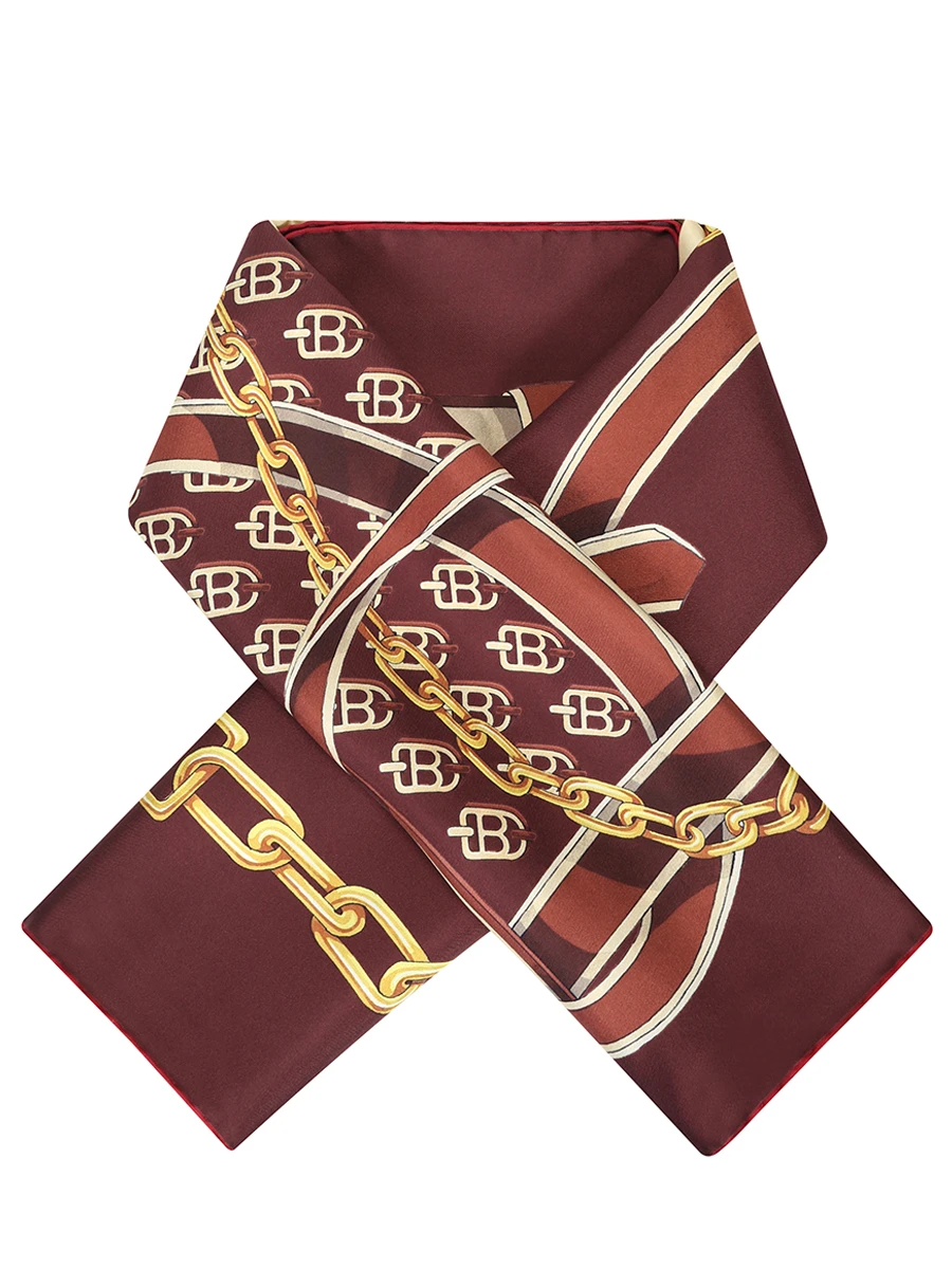 Платок шелковый с принтом B-Chain BALLY 600639 01740 F615, размер Один размер, цвет коричневый