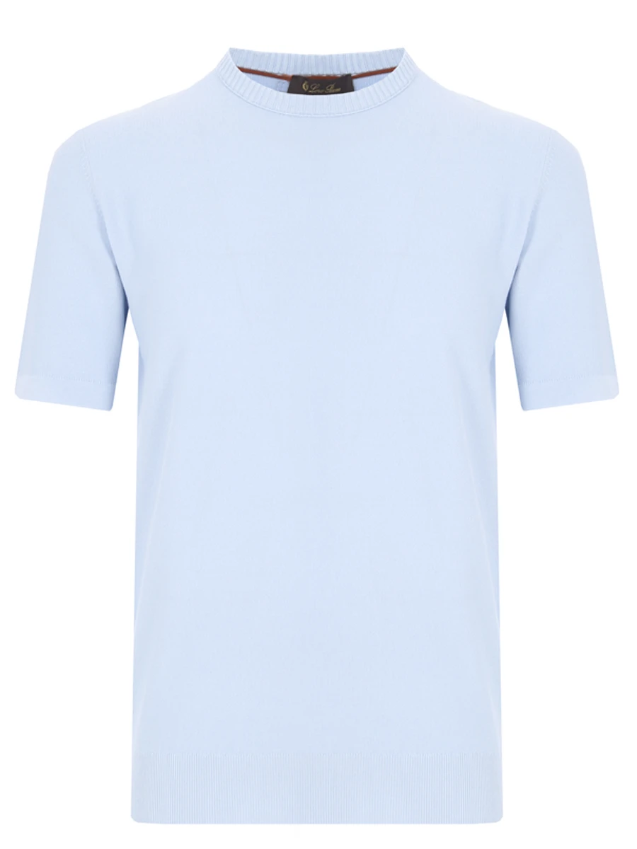 

Футболка из хлопка и шелка, Голубой, FAM1818 60AG