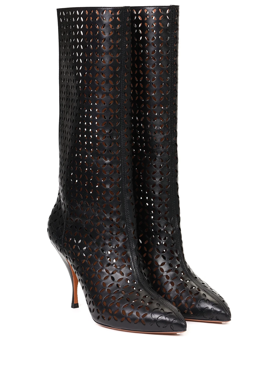 Сапоги кожаные ALAIA AA3O023CK145 999 Черный  Фото 2