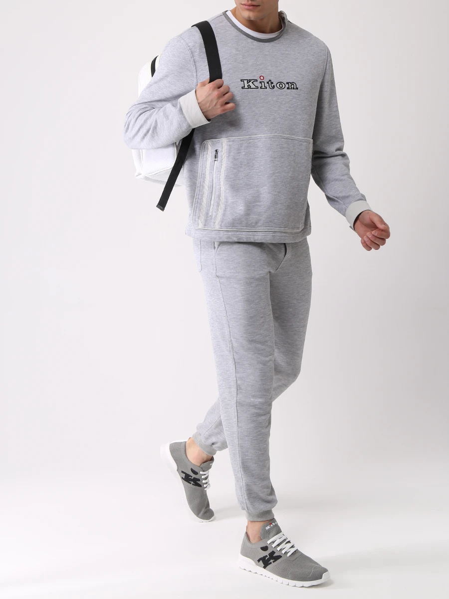 Толстовка хлопковая KITON UW1136V0842A01001 Серый  Фото 2