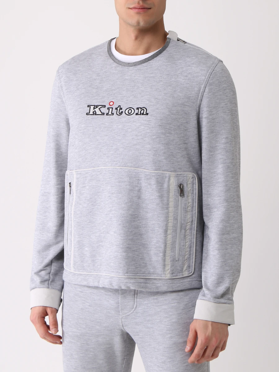 Толстовка хлопковая KITON UW1136V0842A01001 Серый  Фото 4