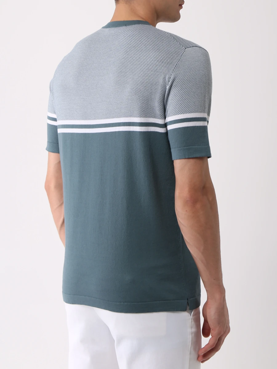 Футболка из хлопка и кашемира FIORONI CASHMERE MK24610A1 KAKY Зеленый  Фото 3