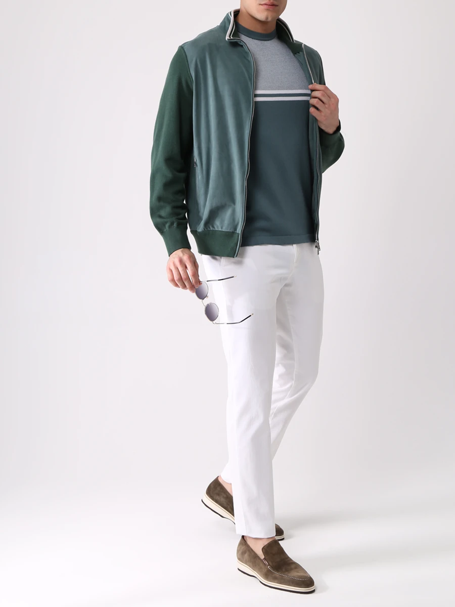 Футболка из хлопка и кашемира FIORONI CASHMERE MK24610A1 KAKY Зеленый  Фото 2