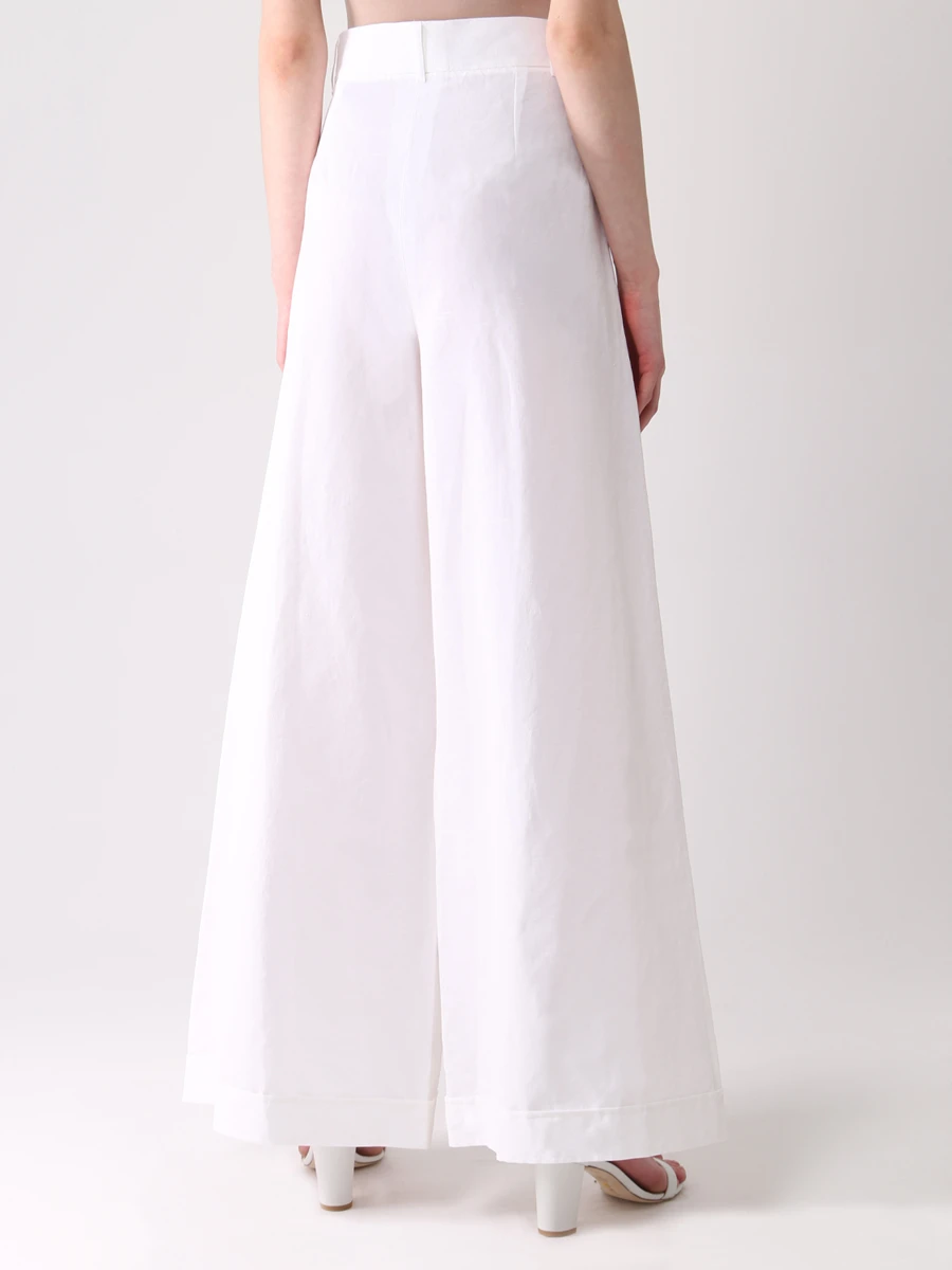 

Брюки из хлопка и льна, Белый, PTT104020 CL053SS22WHBL