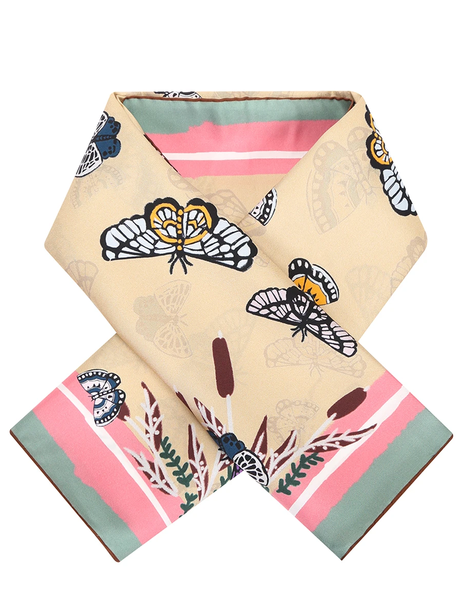 

Платок шелковый с принтом, Коричневый, WT00021BX0760TOS004401UNI