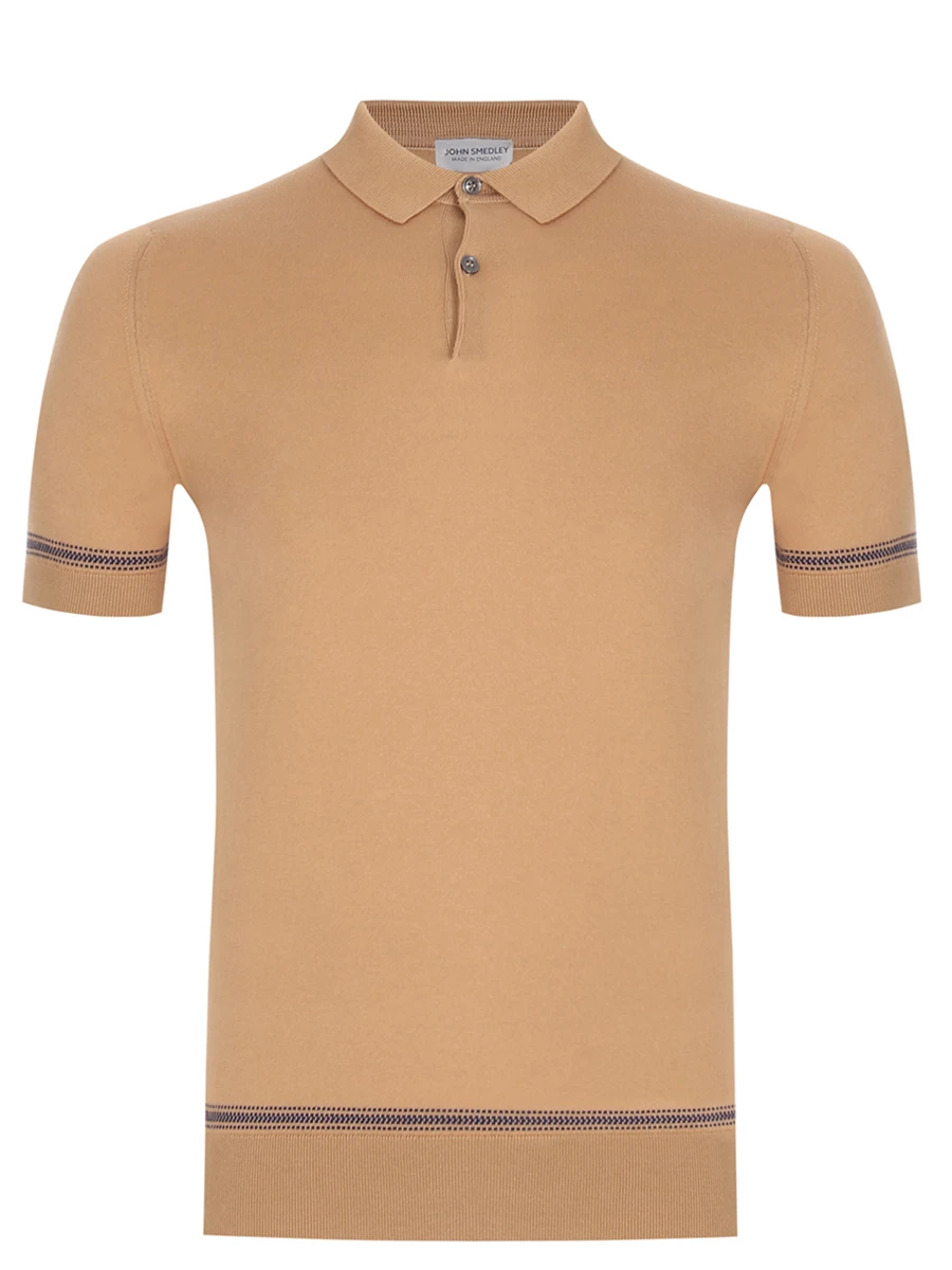 

Поло хлопковое, Коричневый, MOORTON/ LIGHT CAMEL Светло-