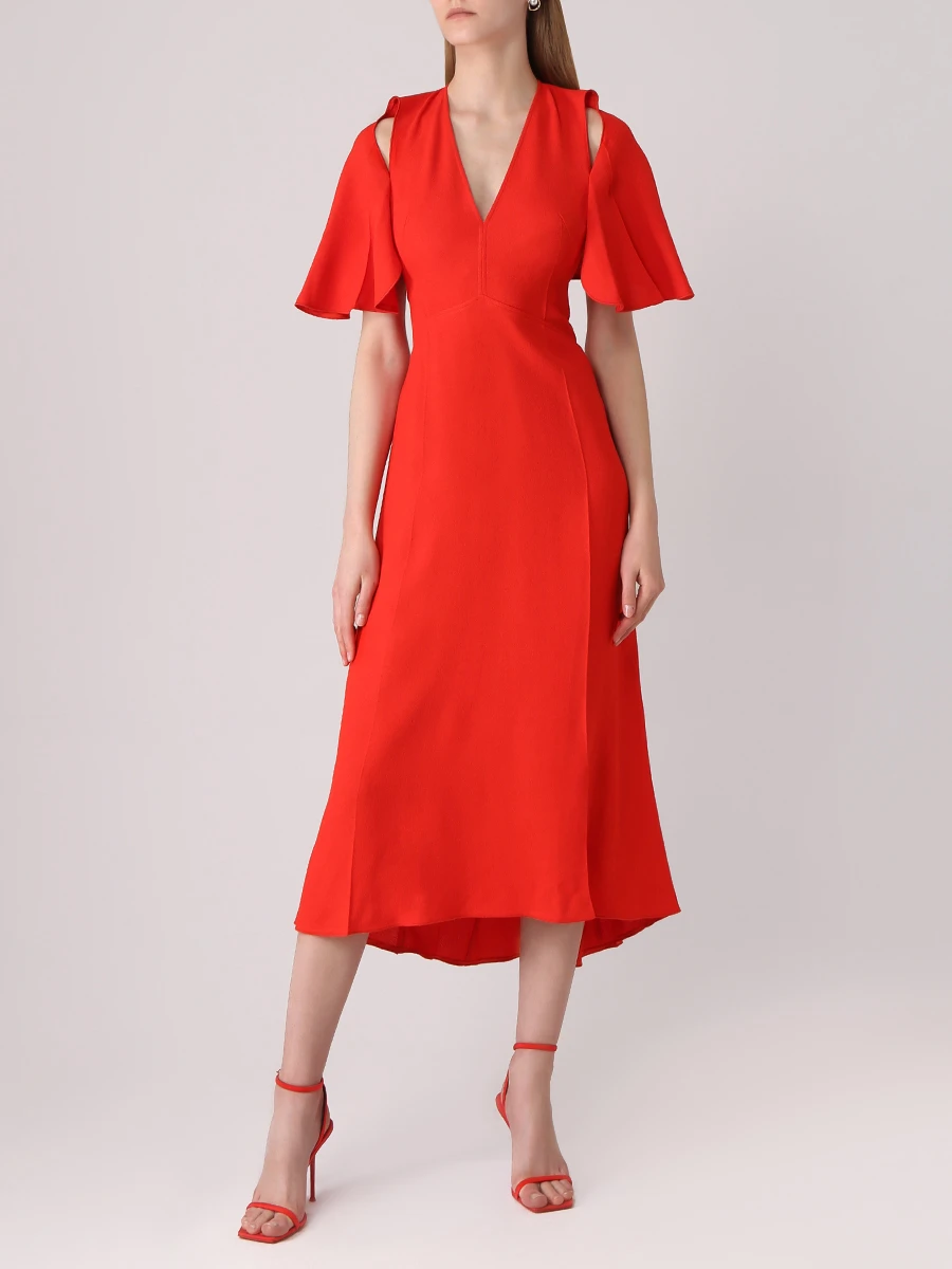 Платье из вискозы VICTORIA BECKHAM 1122WDR003204A Красный  Фото 4