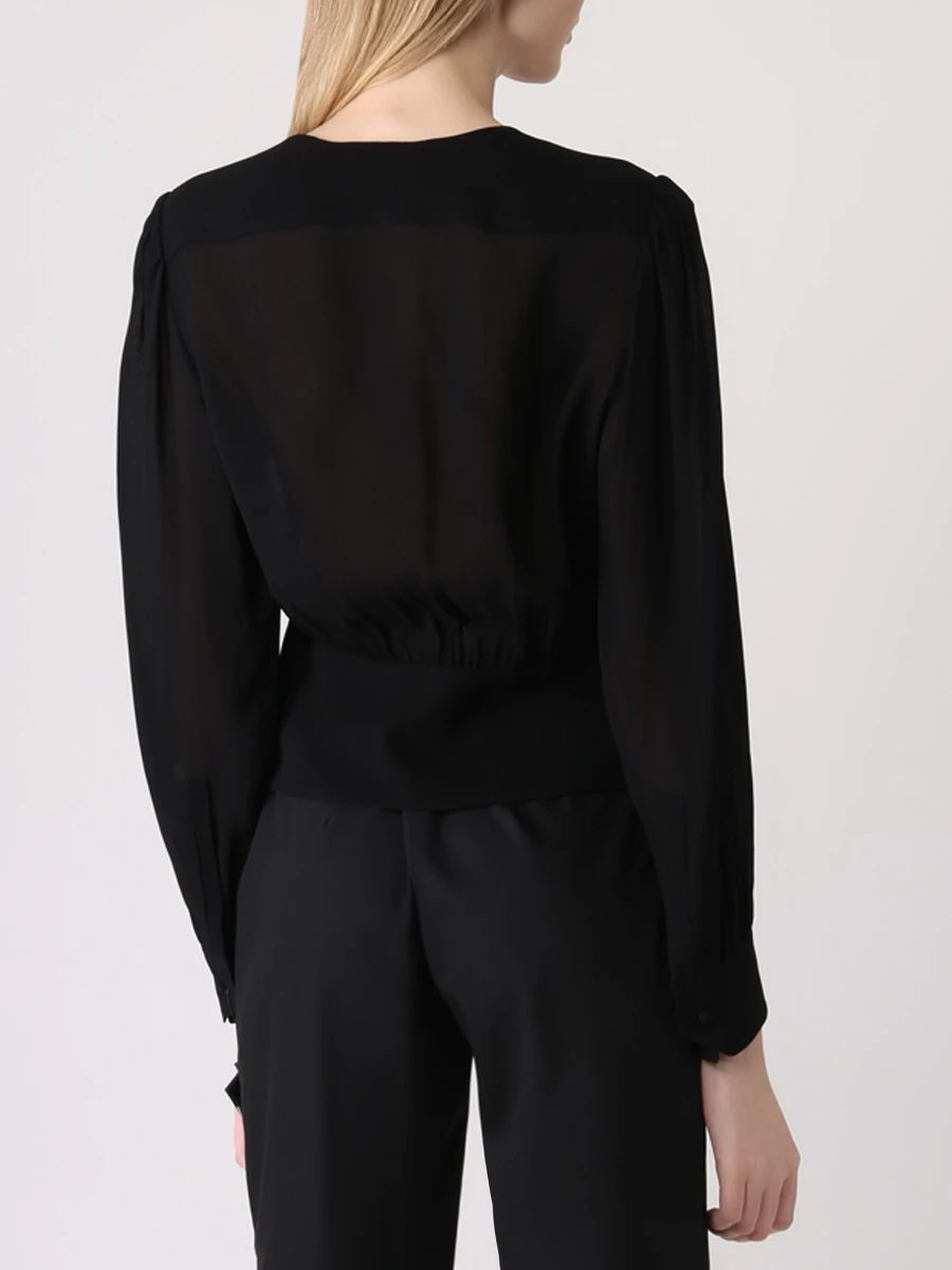 Блуза из вискозы SAINT LAURENT 689332Y103W/1000, размер 42, цвет черный 689332Y103W/1000 - фото 3
