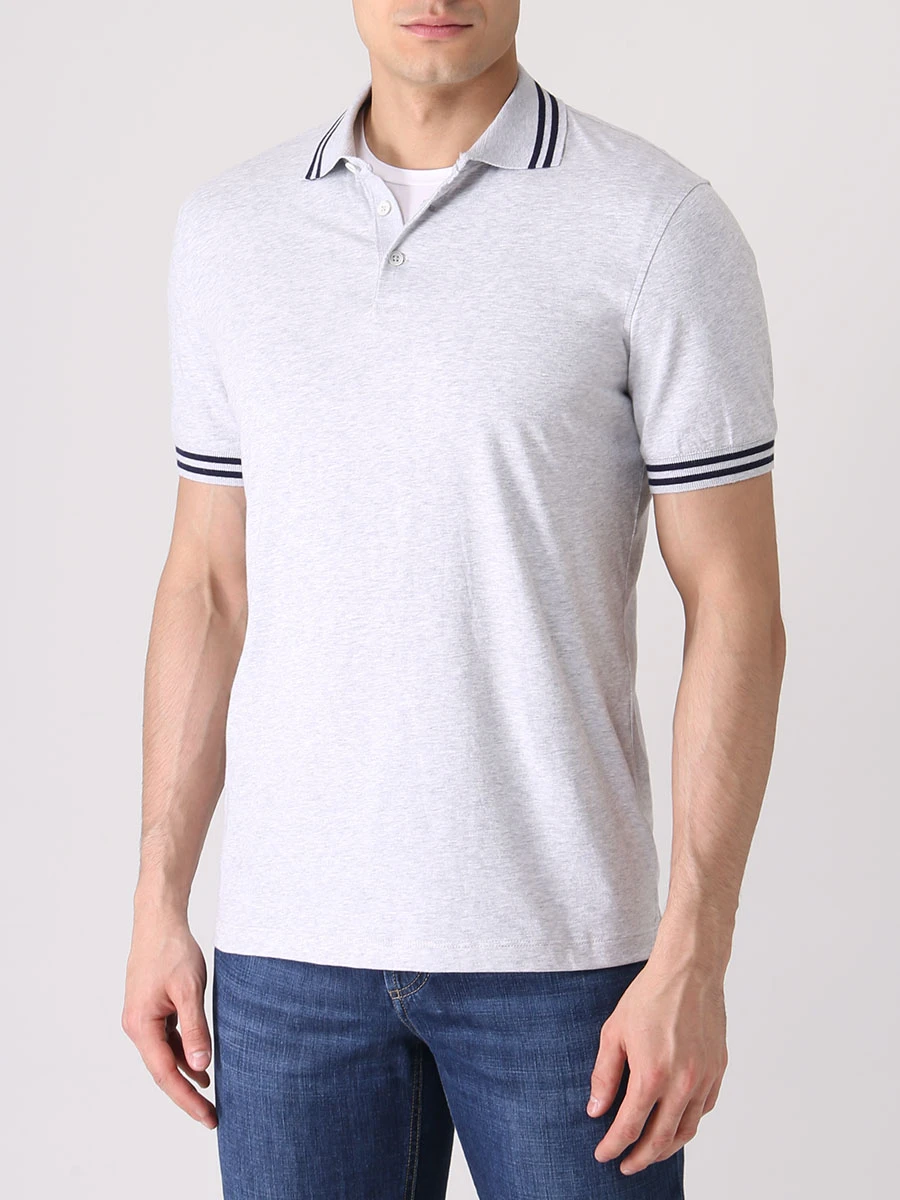 Поло хлопковое BRUNELLO CUCINELLI M0T618125/CI672 Серый  Фото 4