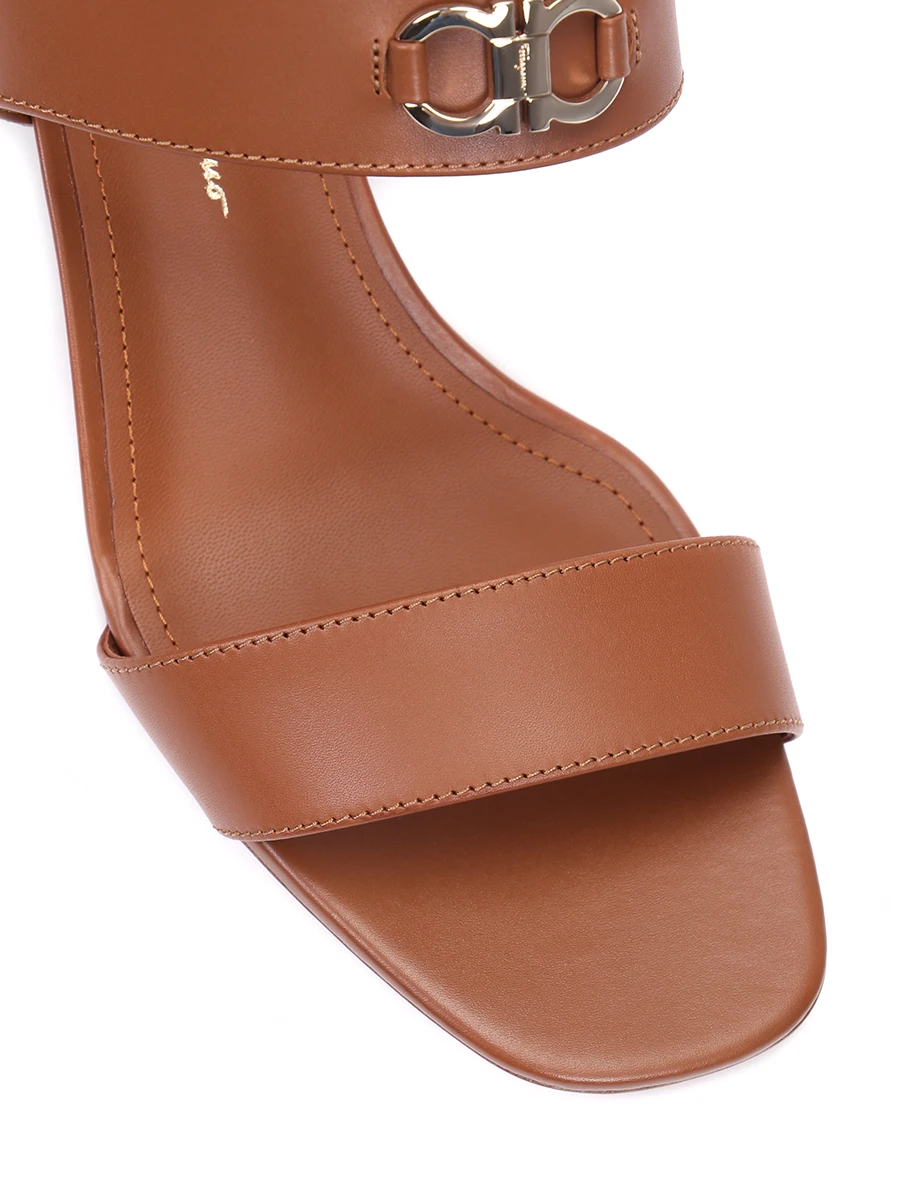 Босоножки кожаные S.FERRAGAMO 005-745437 Коричневый  Фото 5