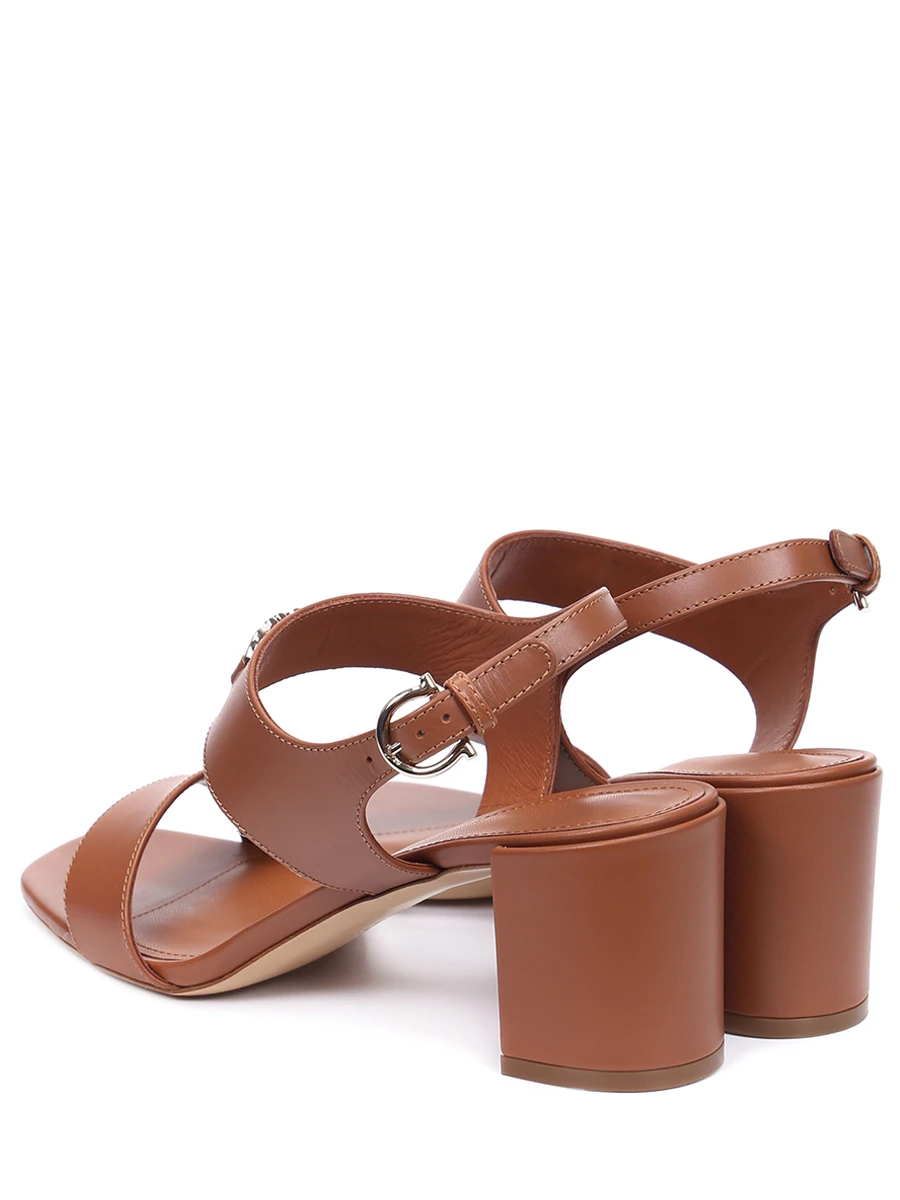 Босоножки кожаные S.FERRAGAMO 005-745437 Коричневый  Фото 4