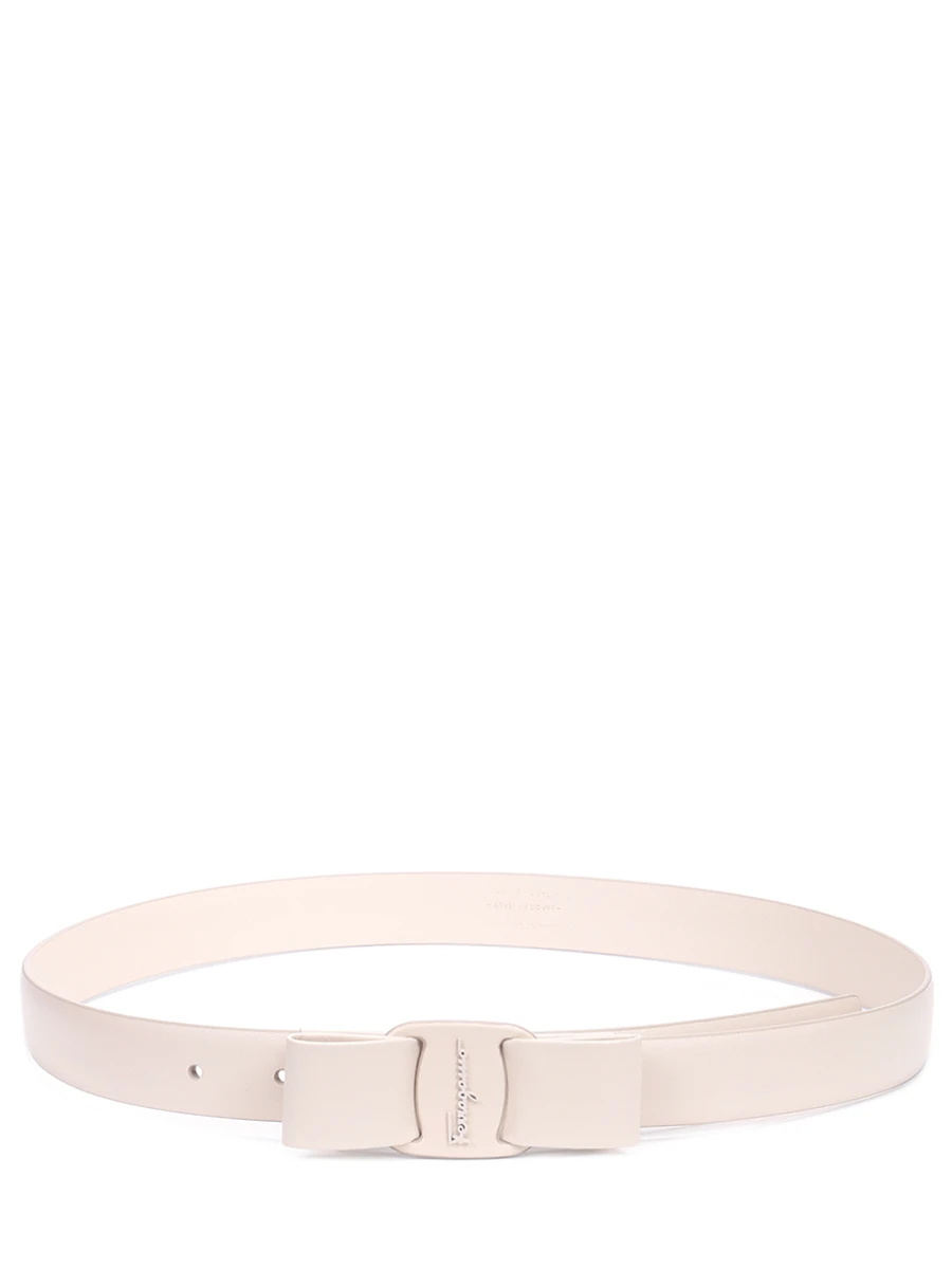 Ремень кожаный S.FERRAGAMO 230062 747019 Кремовый  Фото 2