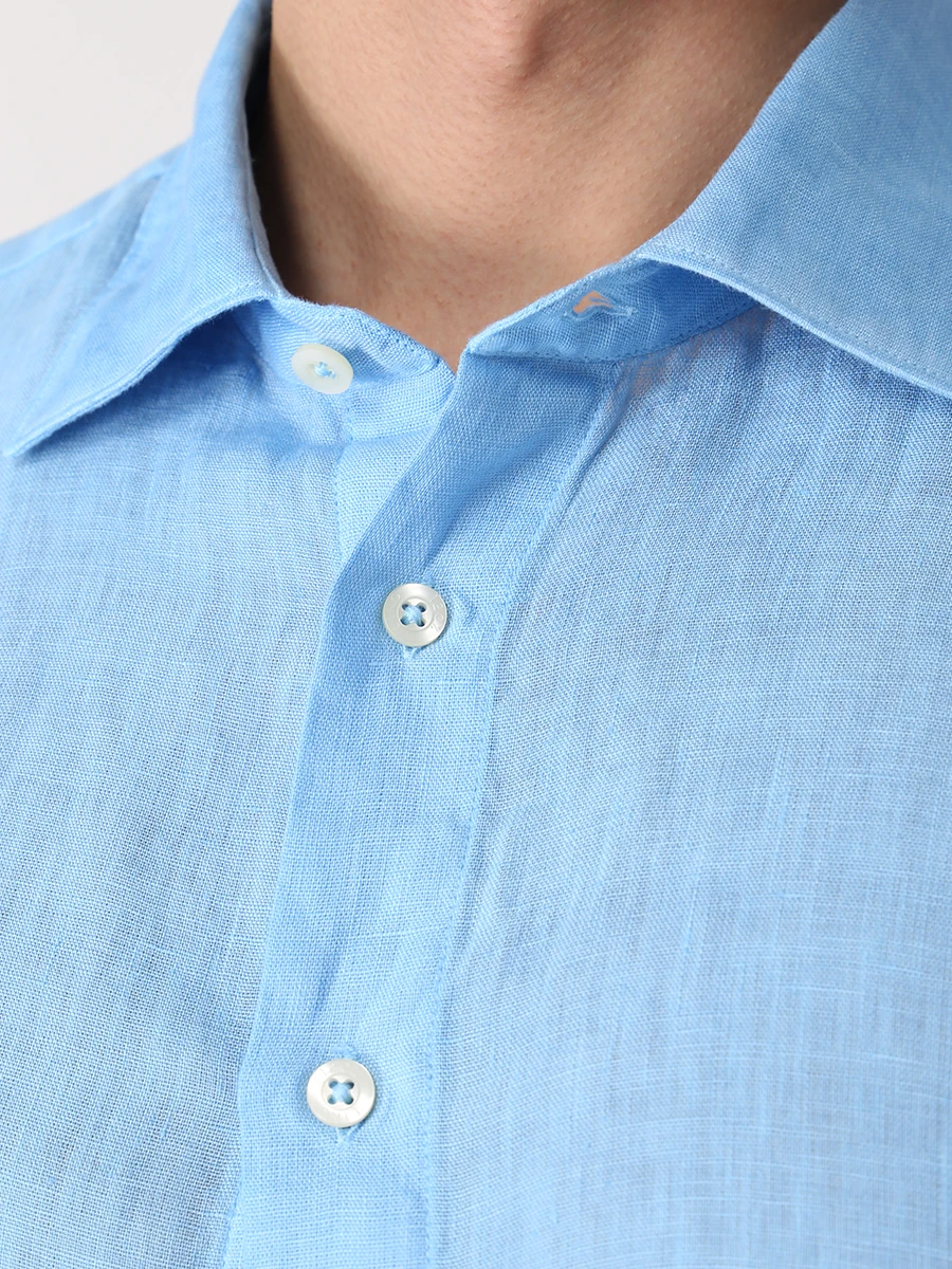 Рубашка Regular Fit льняная 120% LINO VOM19FZ0000115S00/VS29, размер 48, цвет голубой VOM19FZ0000115S00/VS29 - фото 5