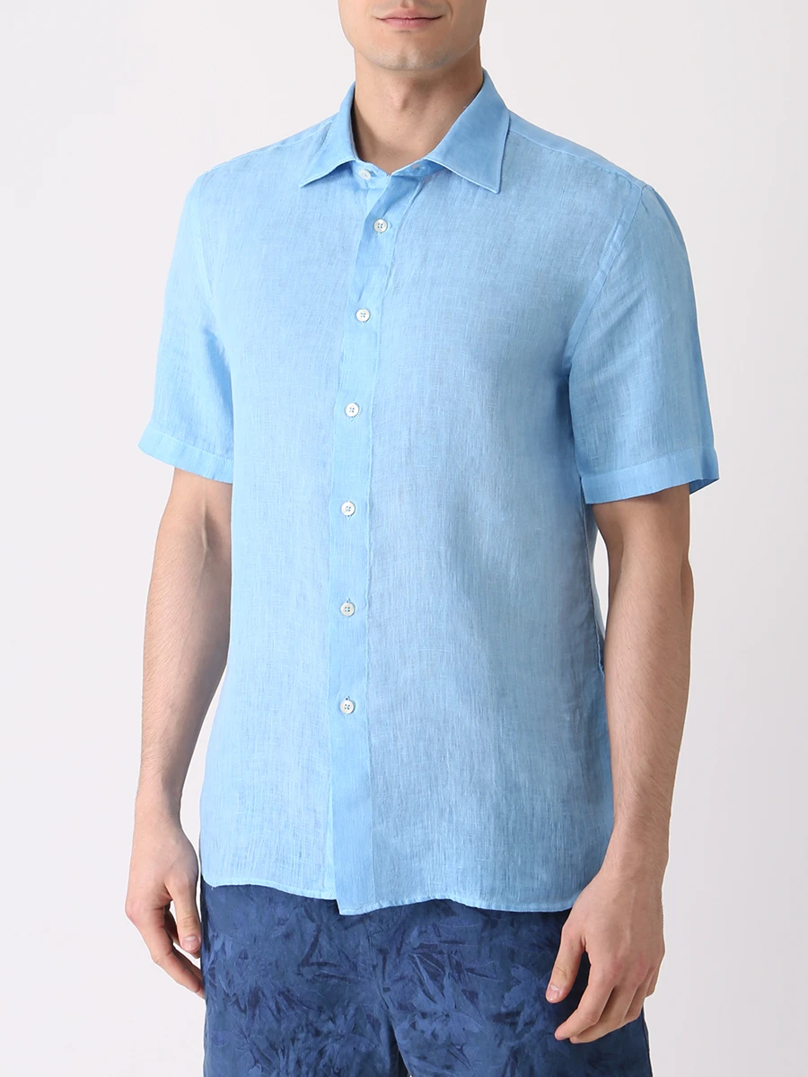 Рубашка Regular Fit льняная 120% LINO VOM19FZ0000115S00/VS29, размер 48, цвет голубой VOM19FZ0000115S00/VS29 - фото 4