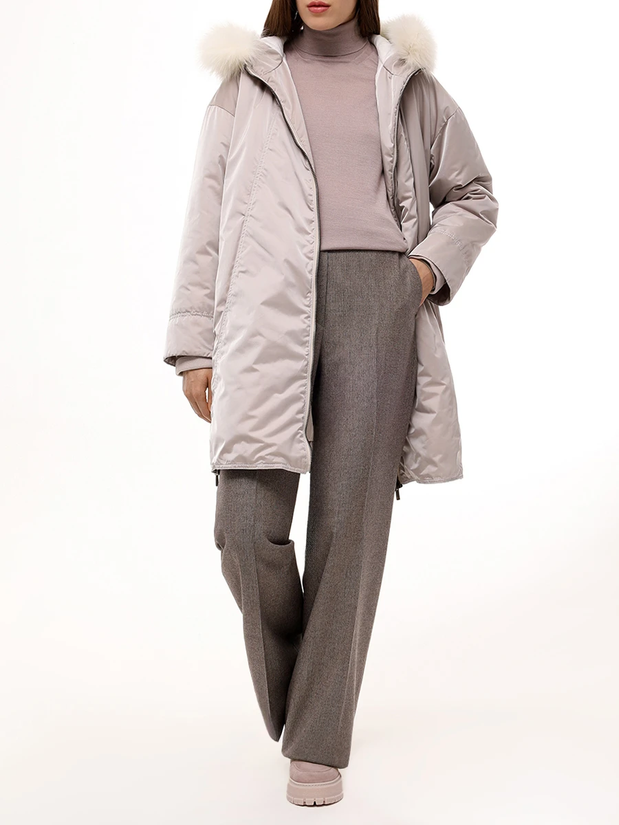 

Куртка с мехом лисы, Бежевый, LP3408C19/2458/1104