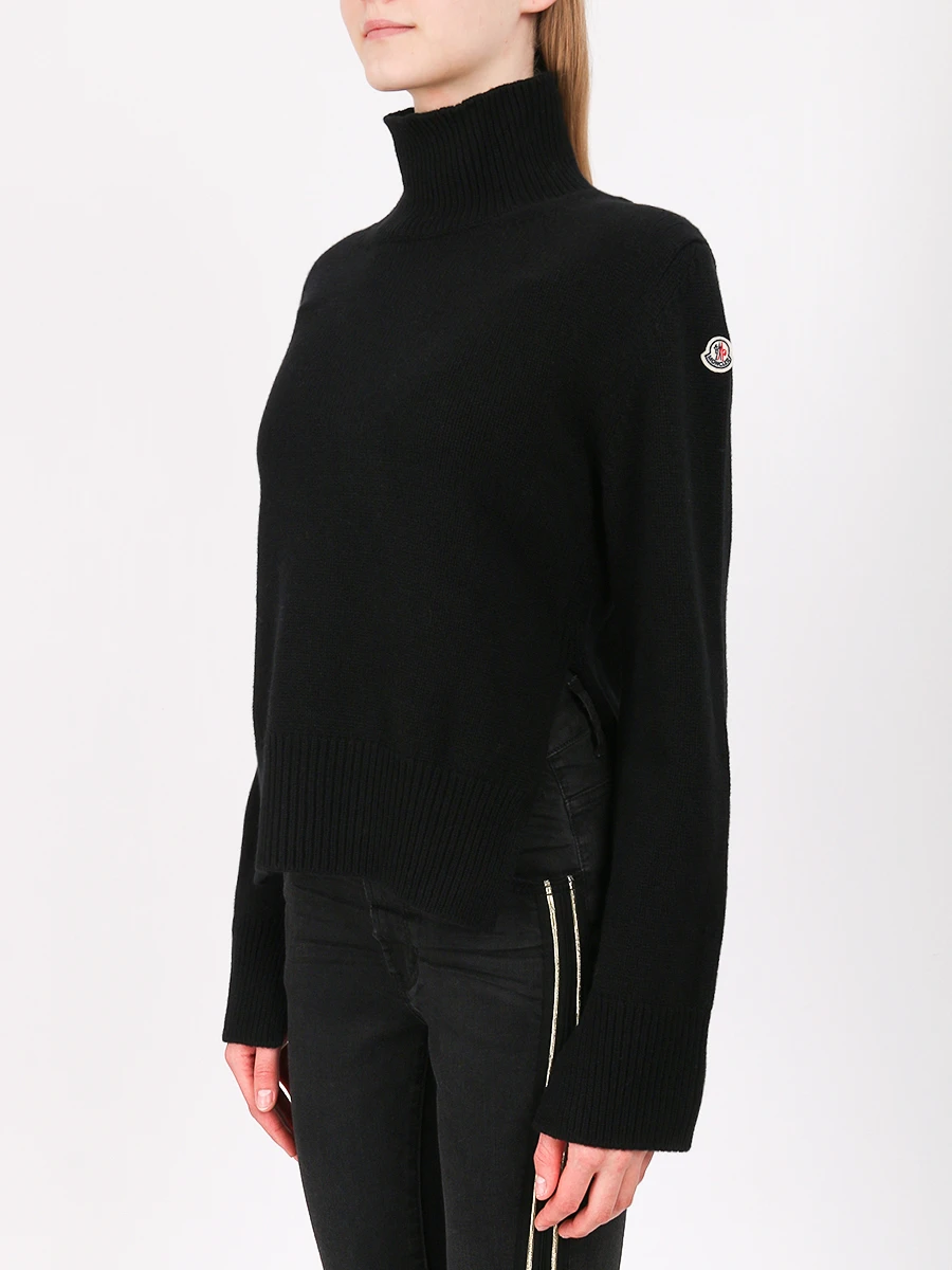 Шерстяной свитер с разрезами MONCLER 92949/9489L/999 Черный  Фото 2