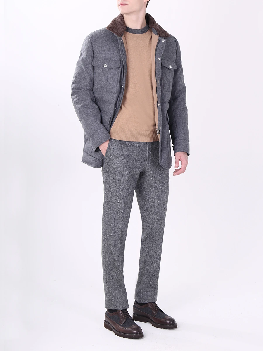 Пуховая куртка из шерсти BRUNELLO CUCINELLI MM4281331 CV123 Серый  Фото 2