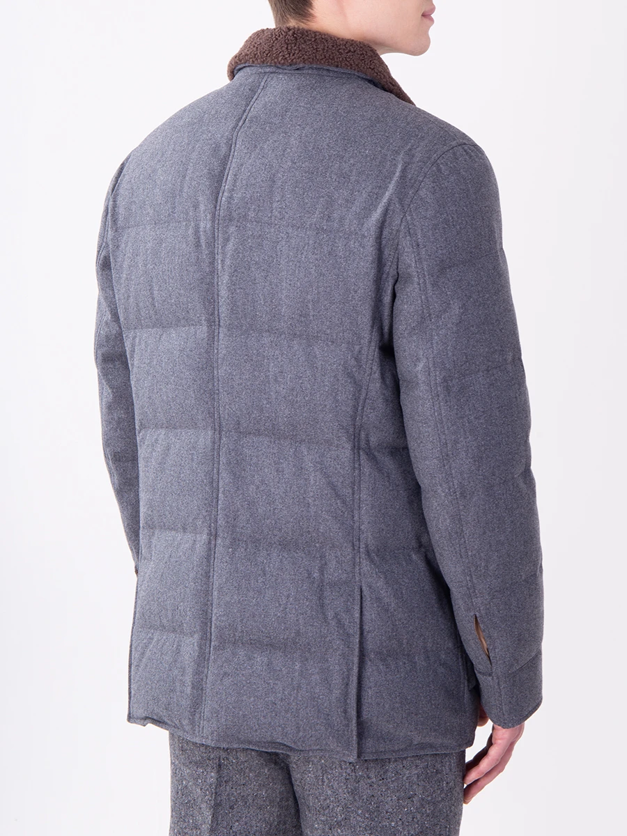 Пуховая куртка из шерсти BRUNELLO CUCINELLI MM4281331 CV123 Серый  Фото 3