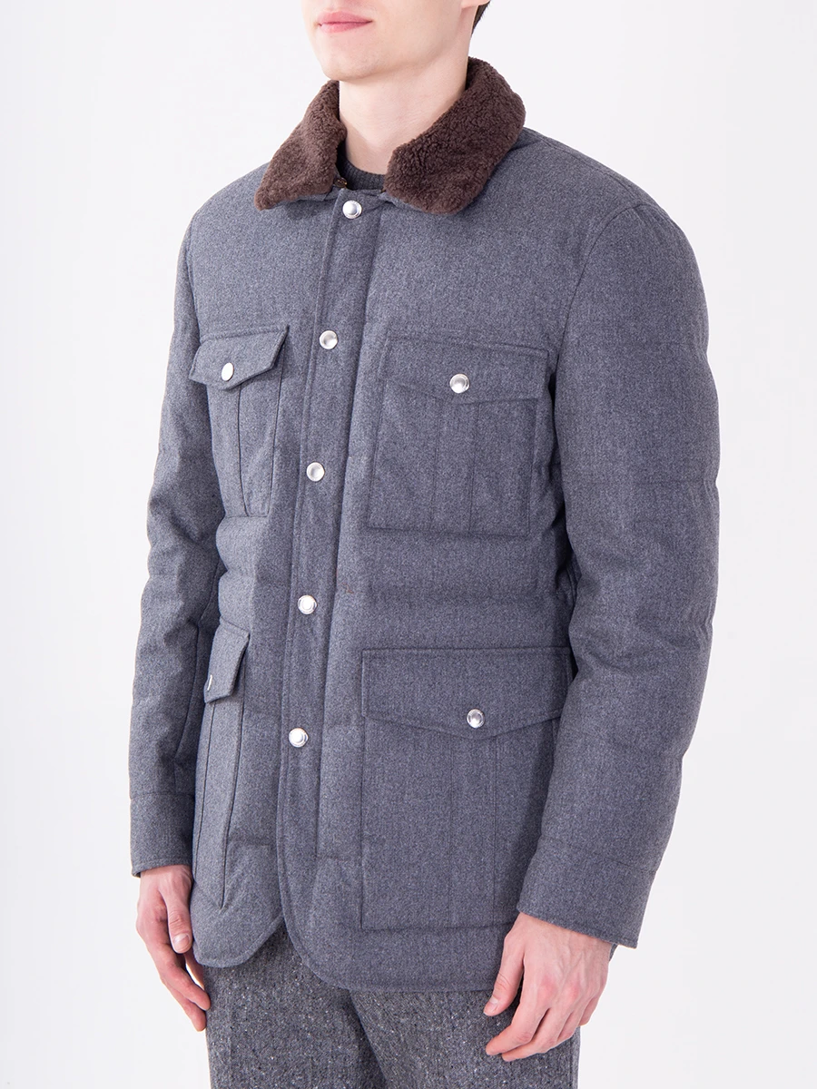 Пуховая куртка из шерсти BRUNELLO CUCINELLI MM4281331 CV123 Серый  Фото 4