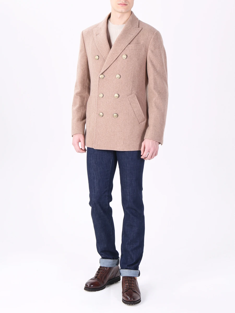 Полупальто двубортное BRUNELLO CUCINELLI MT4977004M C223 Бежевый  Фото 2