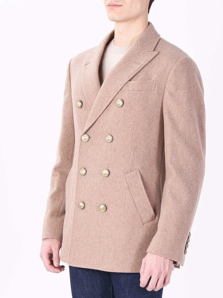 Полупальто двубортное BRUNELLO CUCINELLI MT4977004M C223 Бежевый  Фото 4