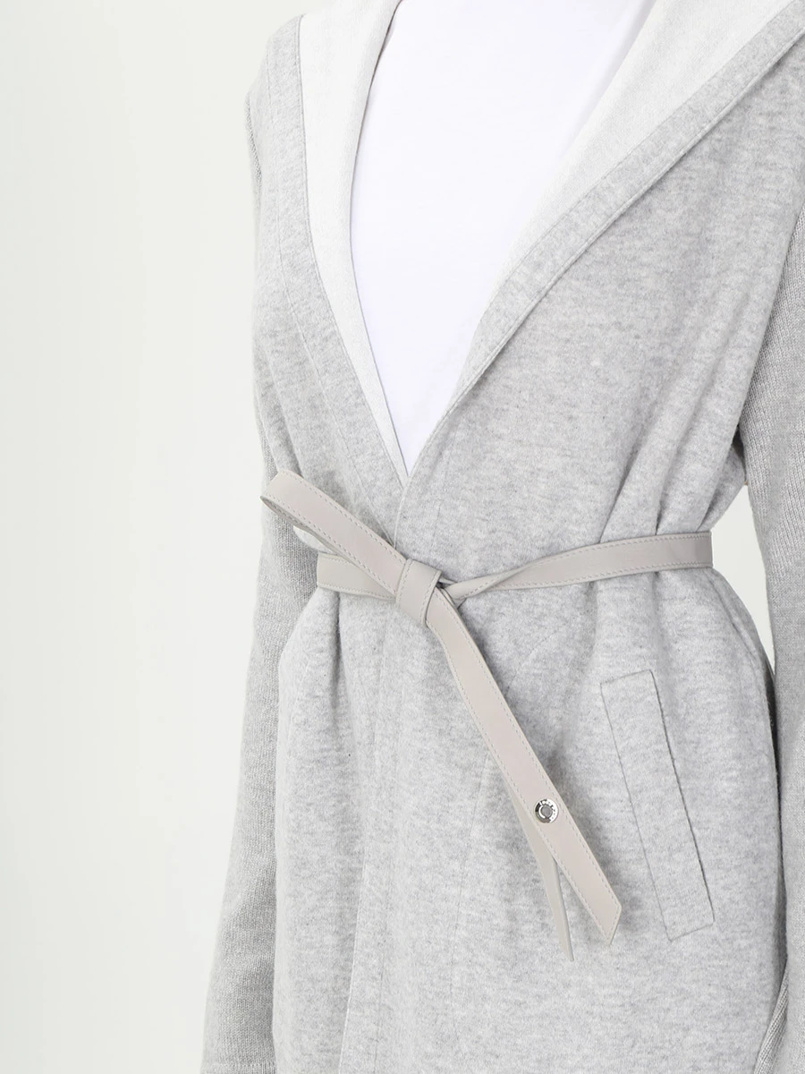 Кашемировый кардиган с поясом LORO PIANA FAI2172 BEL2 Серый  Фото 5