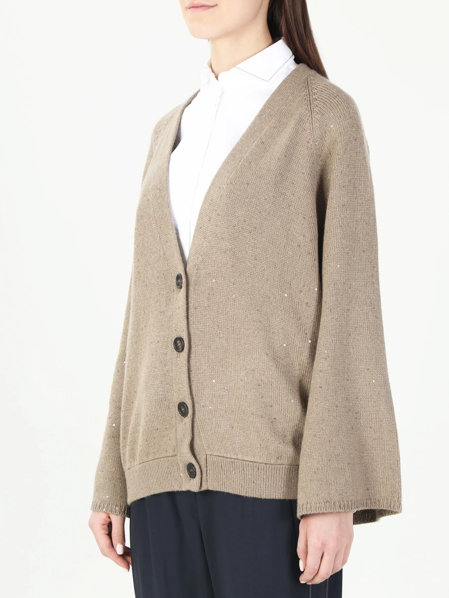 Кашемировый кардиган BRUNELLO CUCINELLI M73539106 CJ018 Бежевый  Фото 4