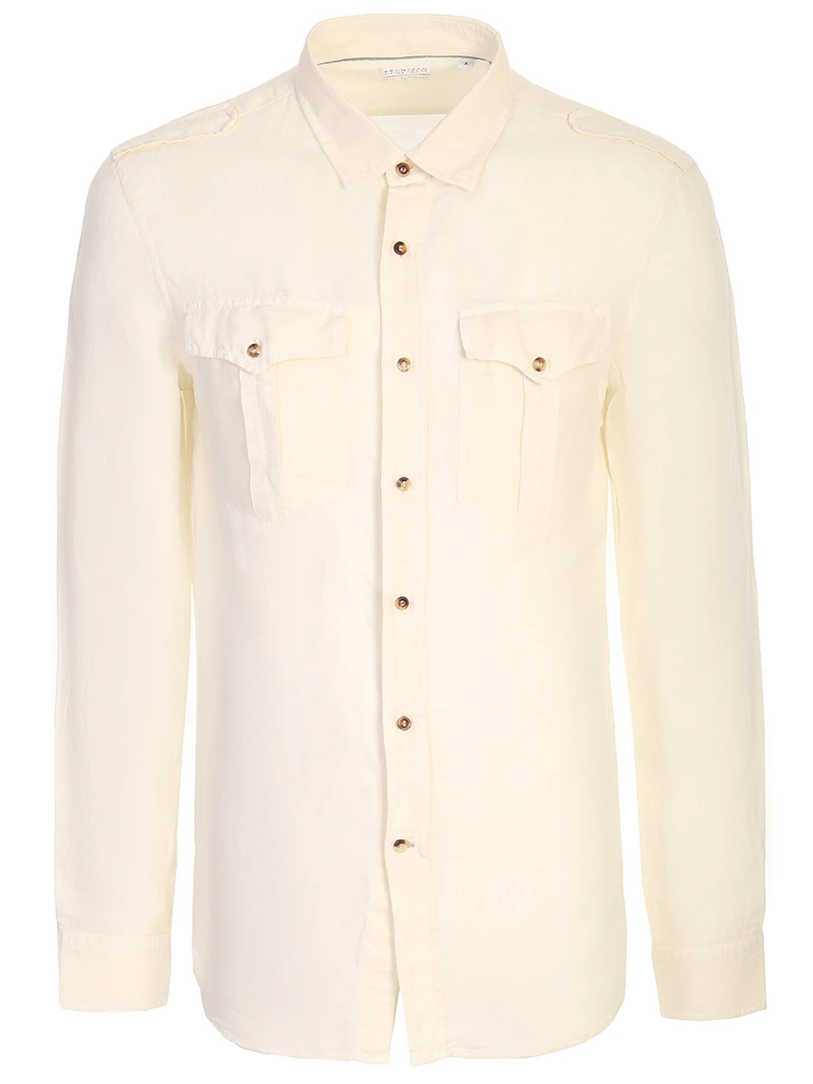 Рубашка льняная Regular Fit BRUNELLO CUCINELLI MD6983058 C6201, размер 50, цвет белый - фото 1