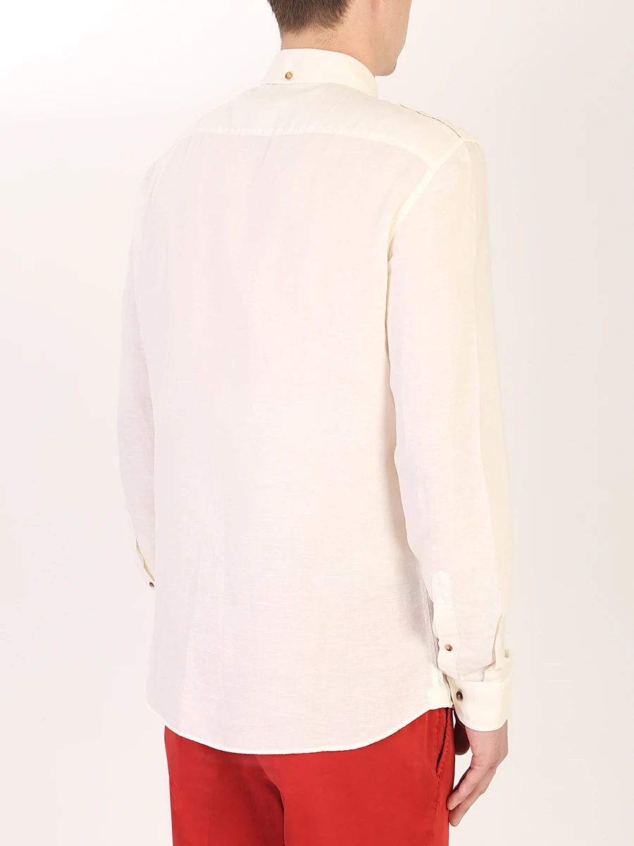 Рубашка льняная Regular Fit BRUNELLO CUCINELLI MD6983058 C6201, размер 50, цвет белый - фото 3