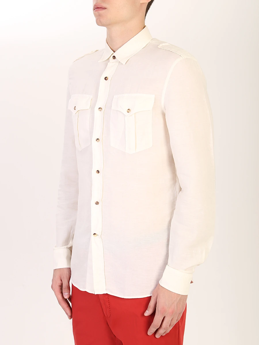 Рубашка льняная Regular Fit BRUNELLO CUCINELLI MD6983058 C6201, размер 50, цвет белый - фото 4
