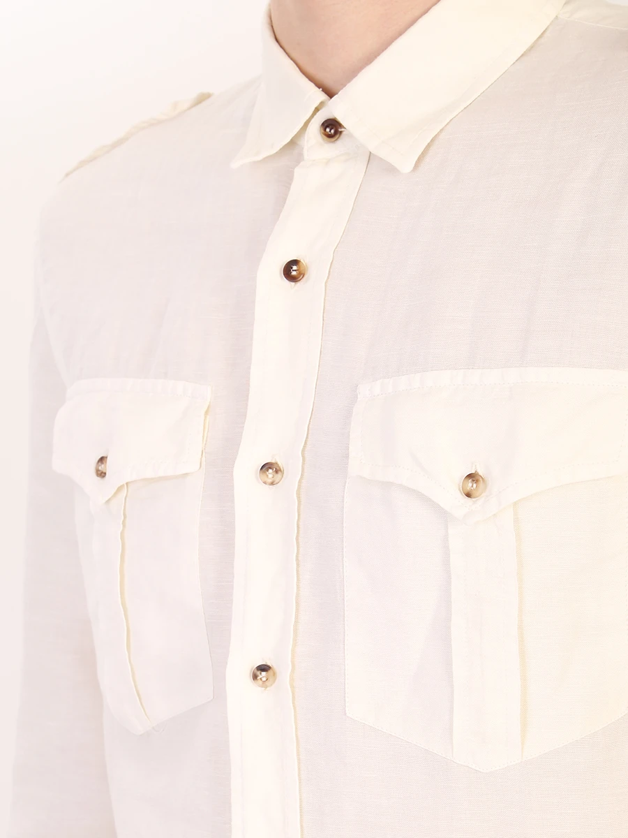 Рубашка льняная Regular Fit BRUNELLO CUCINELLI MD6983058 C6201, размер 50, цвет белый - фото 5