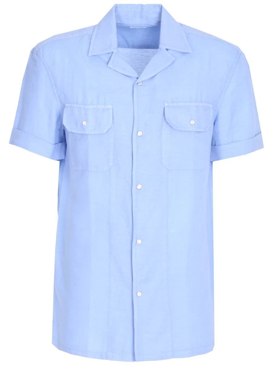 Льняная рубашка BRUNELLO CUCINELLI MD6984068 C6048, размер 52, цвет синий - фото 1