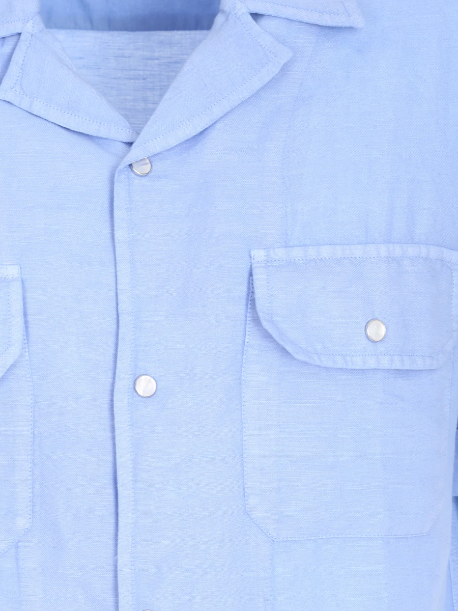 Льняная рубашка BRUNELLO CUCINELLI MD6984068 C6048, размер 52, цвет синий - фото 3