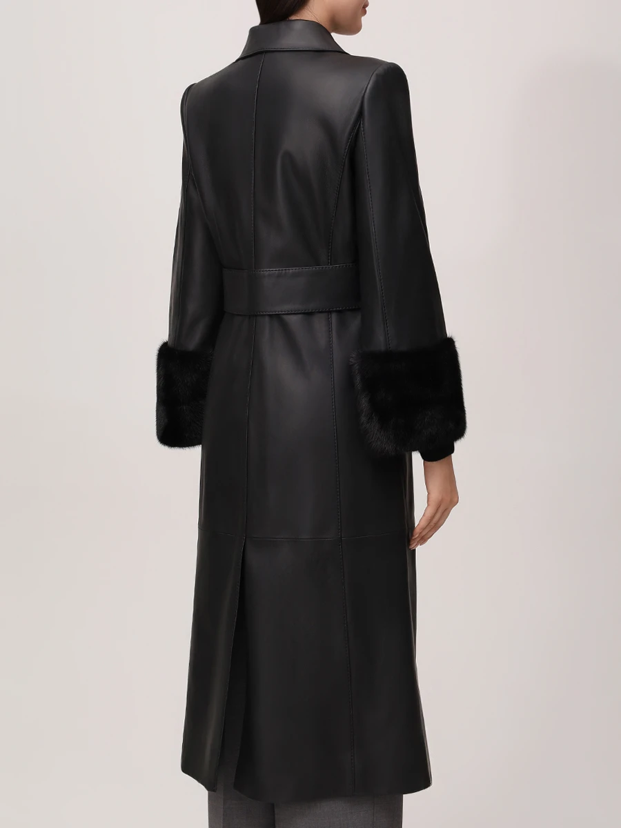 Пальто кожаное FENDI FPS780 NBA F0GME Черный  Фото 3