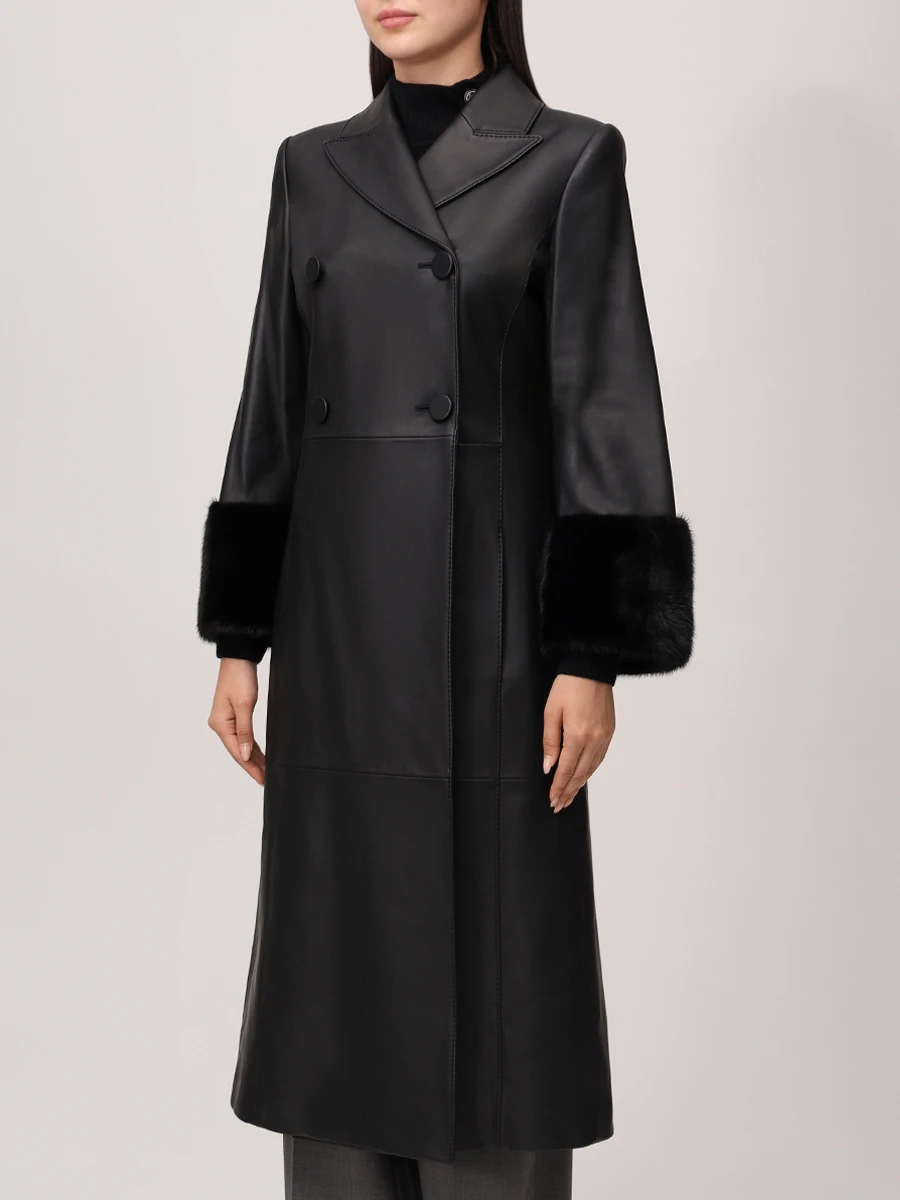 Пальто кожаное FENDI FPS780 NBA F0GME Черный  Фото 4