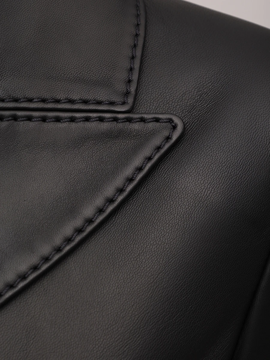 Пальто кожаное FENDI FPS780 NBA F0GME Черный  Фото 6