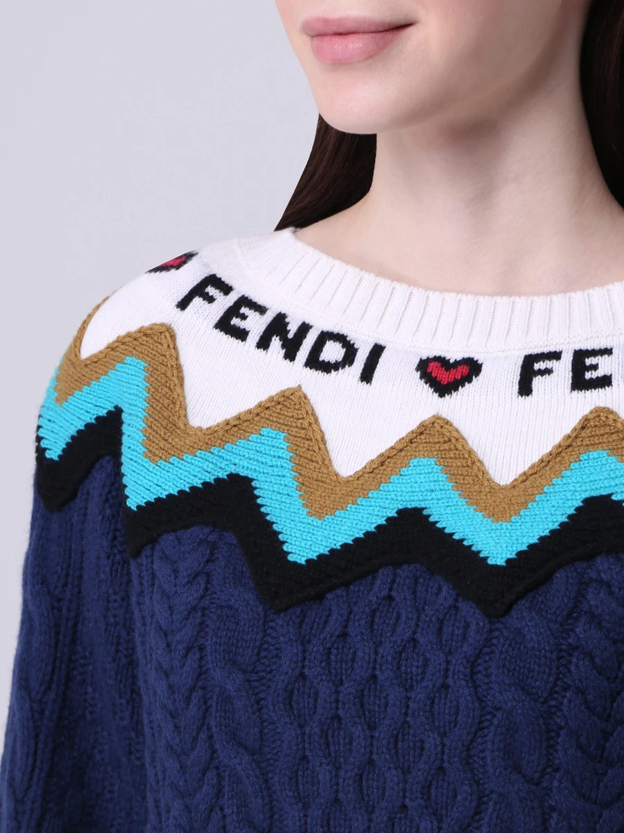 Свитер шерстяной с узором FENDI FZY663 A3F3 F12QA Мультиколор  Фото 5