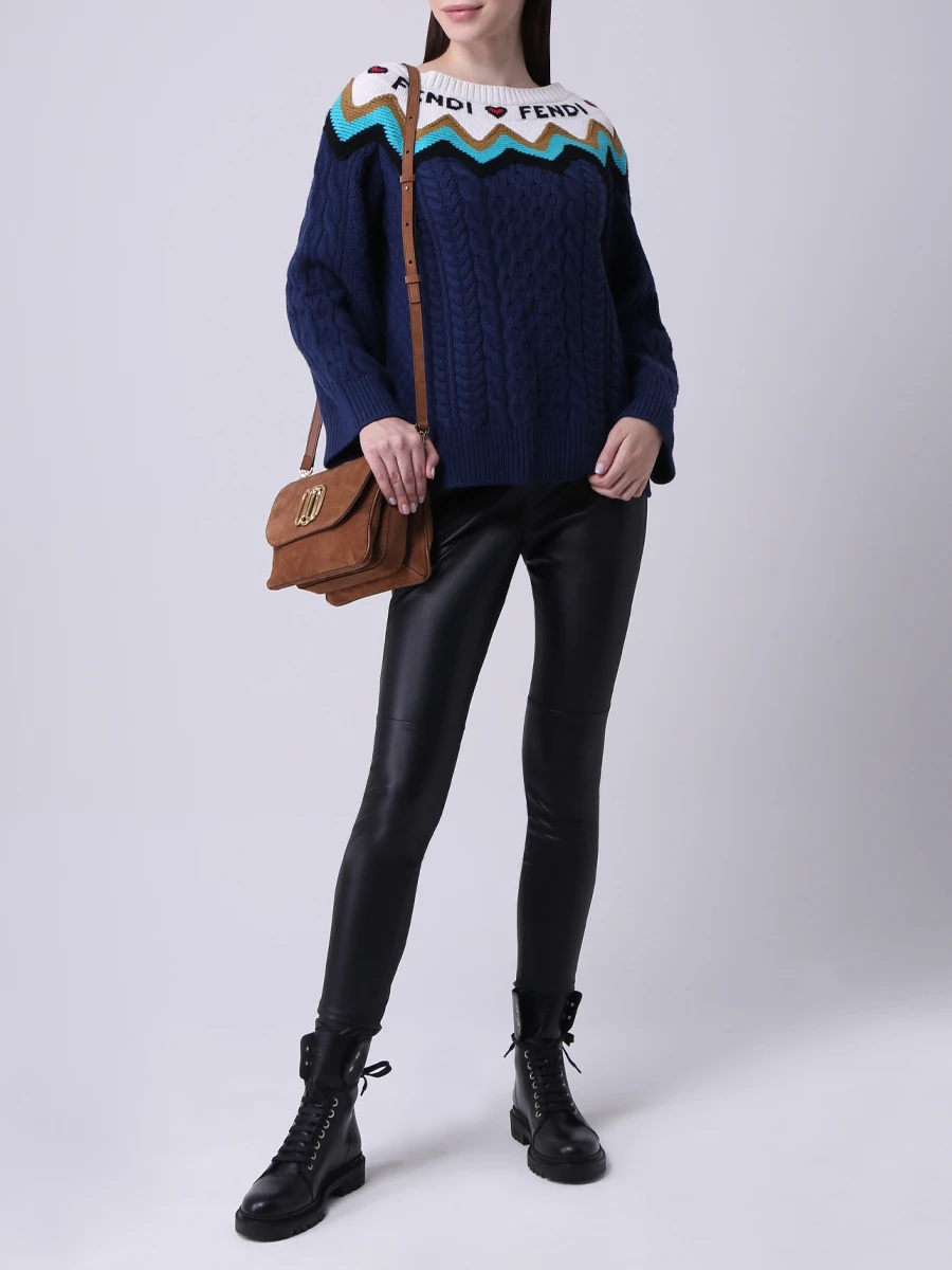 Свитер шерстяной с узором FENDI FZY663 A3F3 F12QA Мультиколор  Фото 2