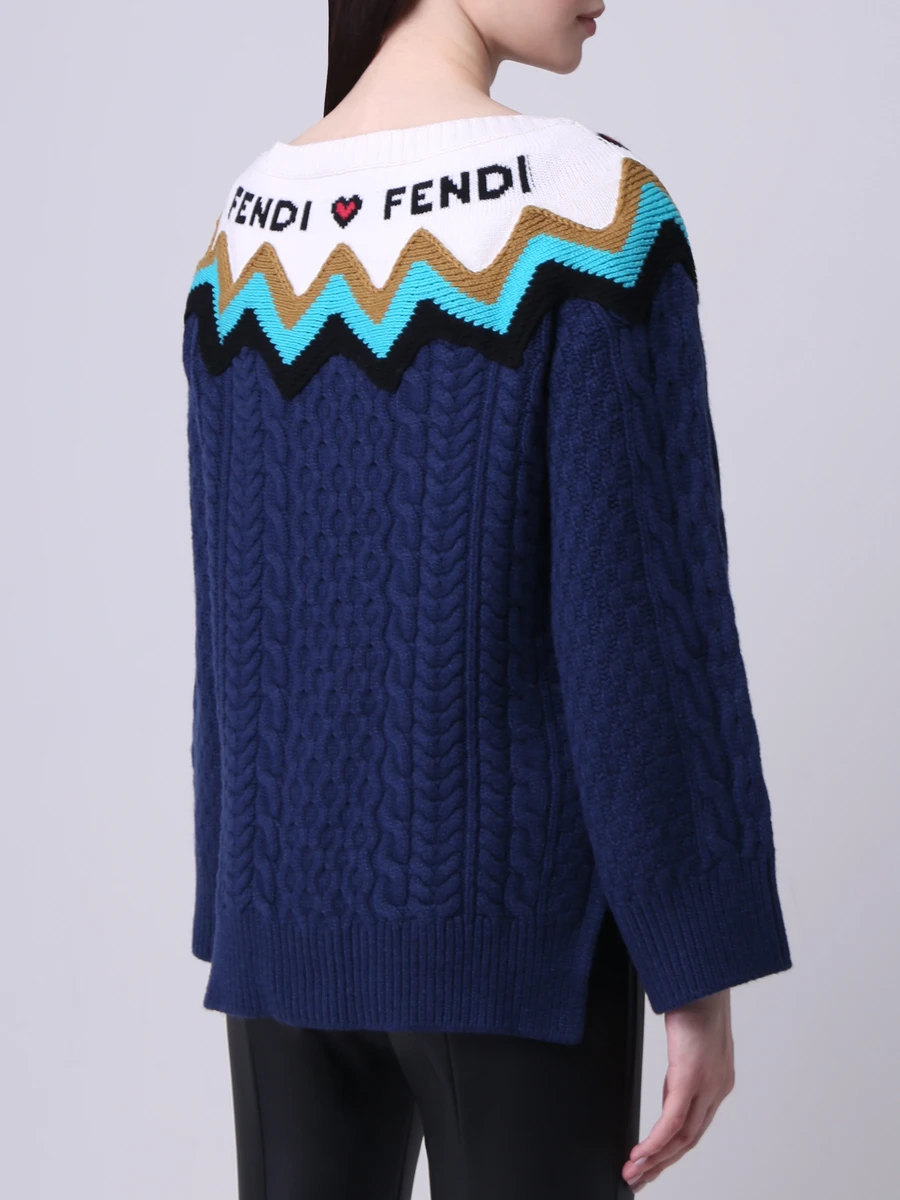 Свитер шерстяной с узором FENDI FZY663 A3F3 F12QA Мультиколор  Фото 3