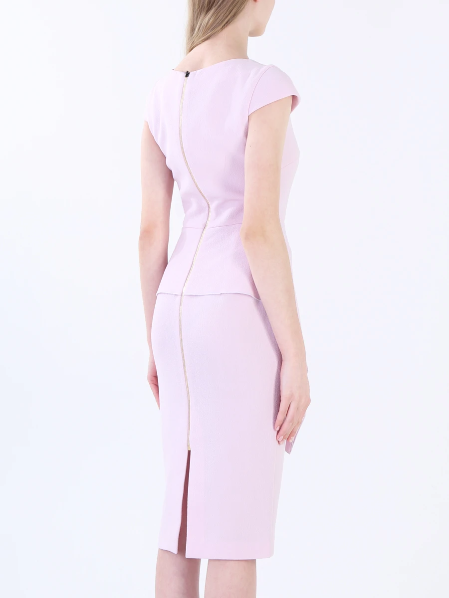 Шерстяное платье-миди с оборкой ROLAND MOURET PW18 S0371 F4044 C1394 Розовый  Фото 3