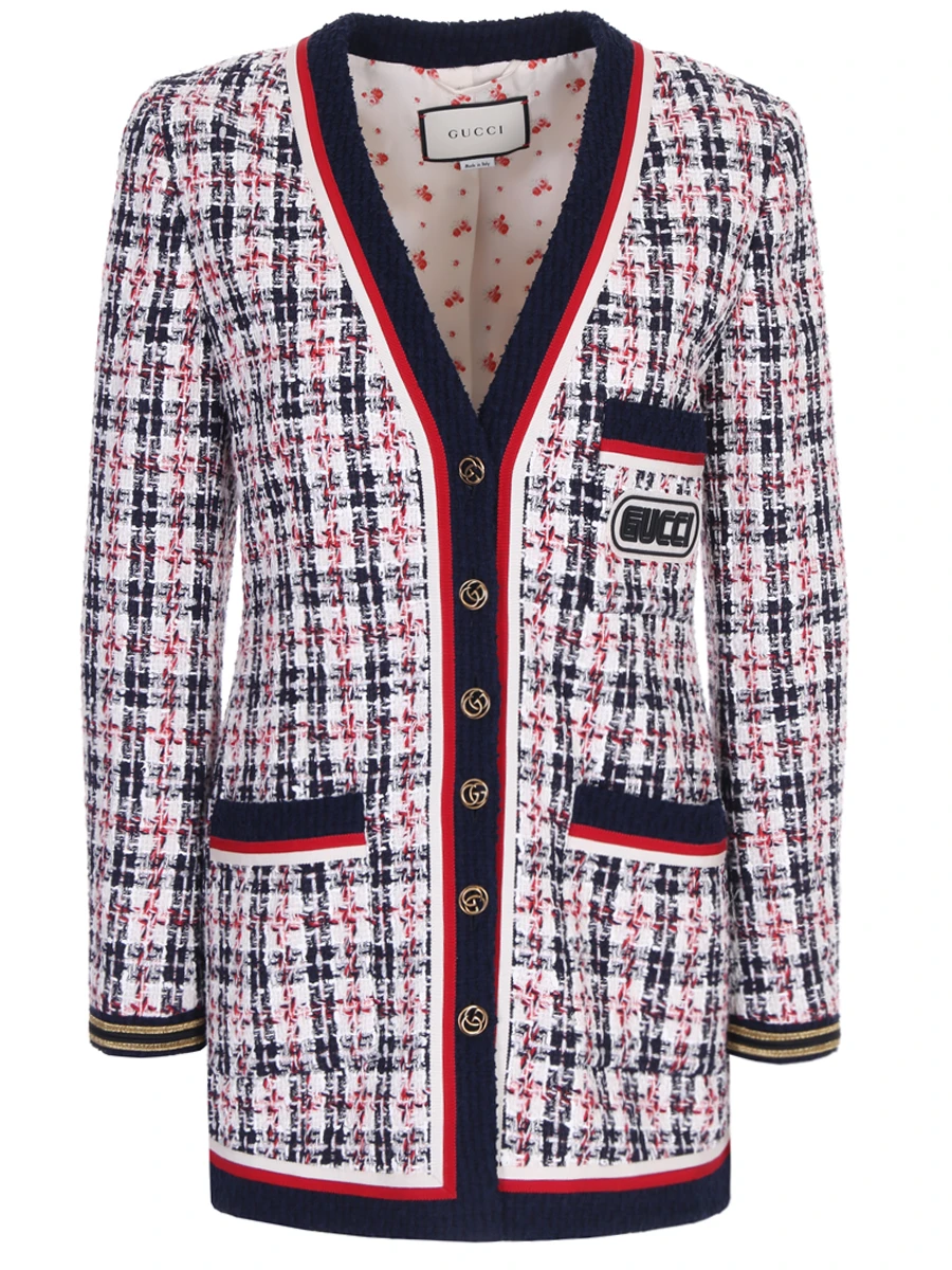 Жакет твидовый GUCCI 523675 ZKD96 9433 Клетка 