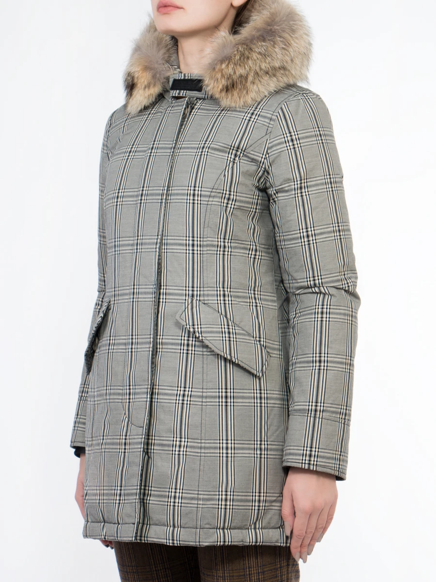 Пуховик приталенного силуэта WOOLRICH WWCPS2262BY20/сер.клетка Клетка  Фото 2