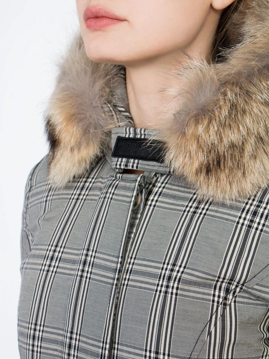 Пуховик приталенного силуэта WOOLRICH WWCPS2262BY20/сер.клетка Клетка  Фото 4