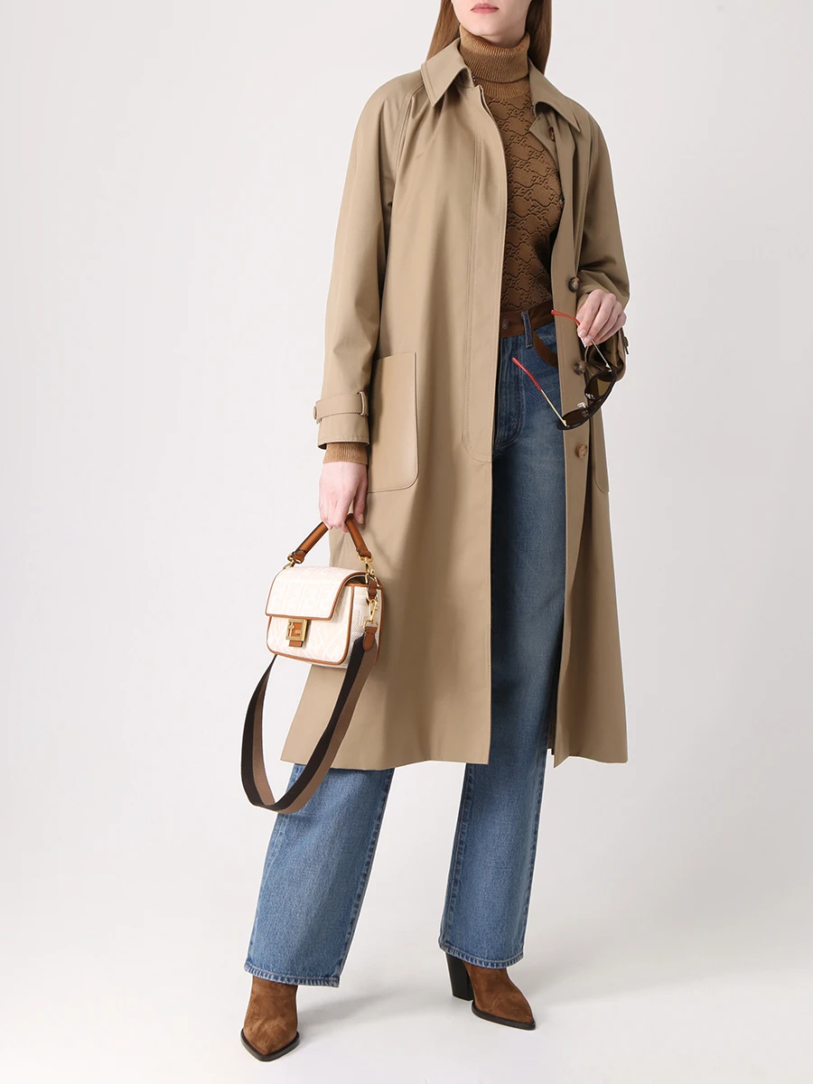 Плащ однотонный FENDI FF8797 AFLN F1D3F Бежевый  Фото 2