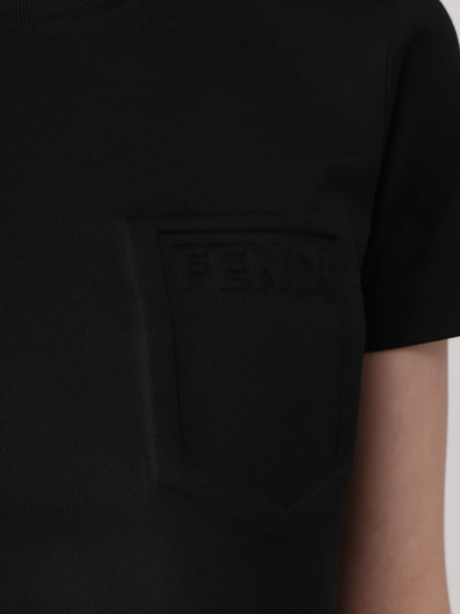 Футболка хлопковая с логотипом FENDI FS7389 AFLD F0GME Черный  Фото 5