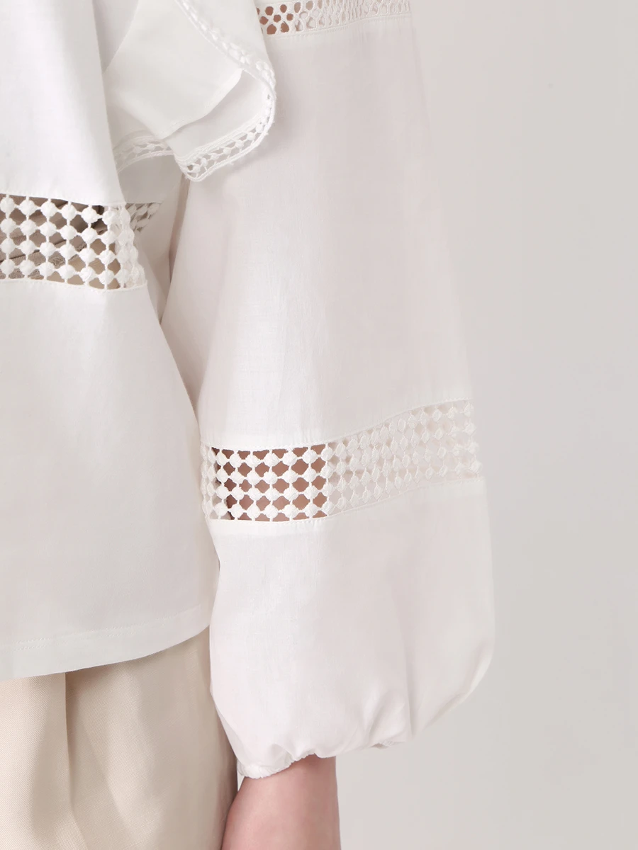 Блуза хлопковая DOROTHEE SCHUMACHER 623802/110, размер 48, цвет белый 623802/110 - фото 5