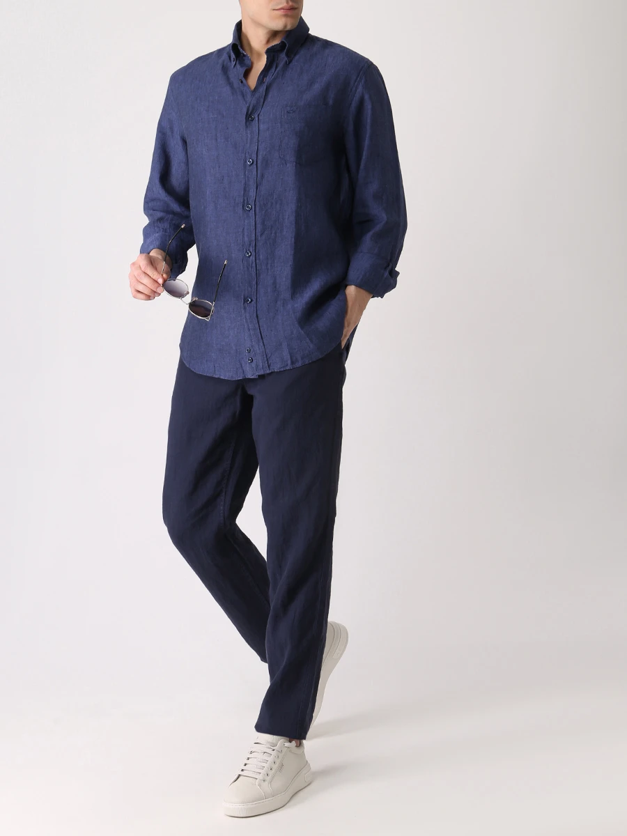 Рубашка Regular Fit льняная PAUL & SHARK 22413168/559, размер 52, цвет синий 22413168/559 - фото 2