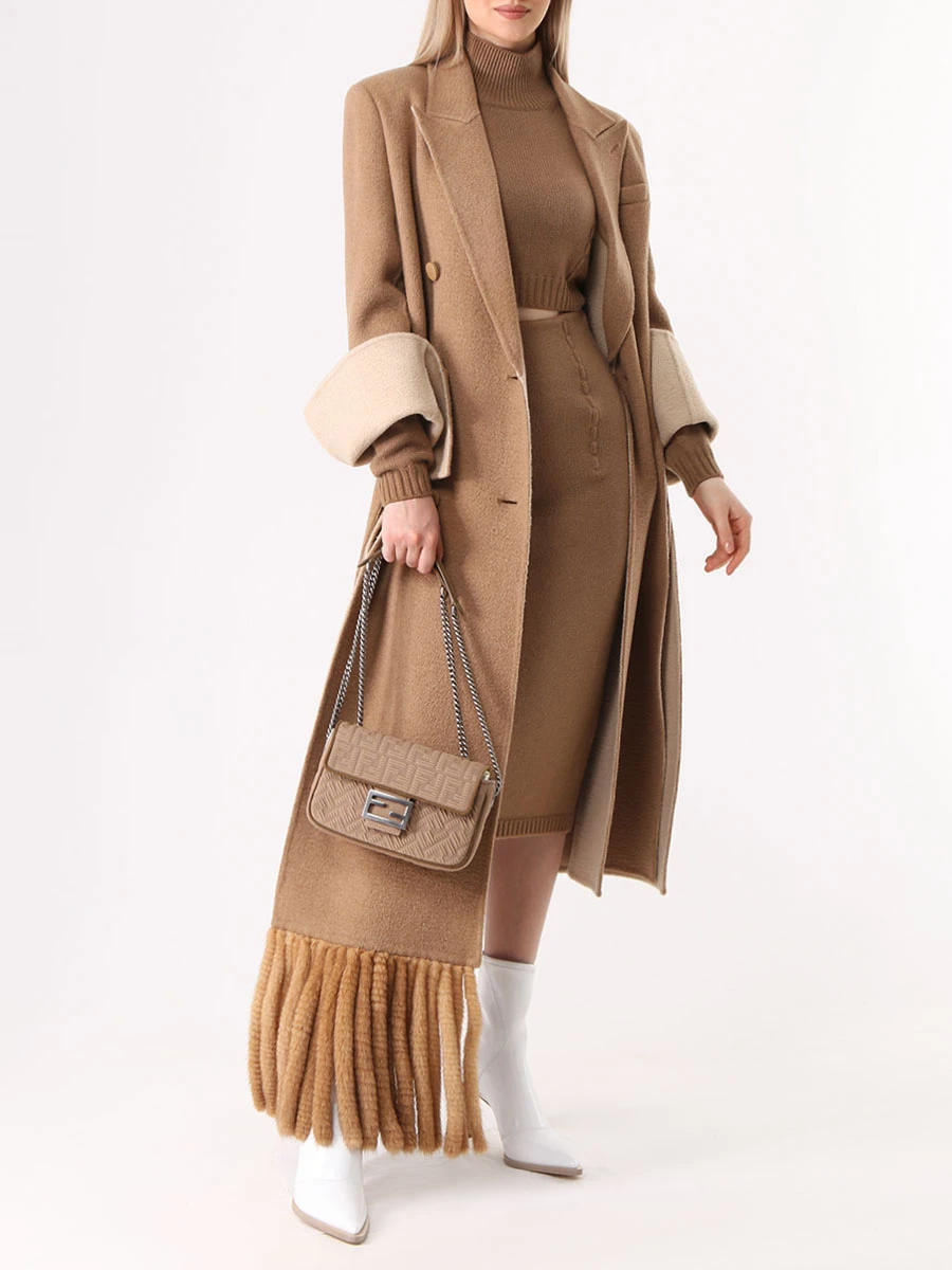 Пальто двубортное FENDI FF8814 8AGR FQU5 Коричневый  Фото 2