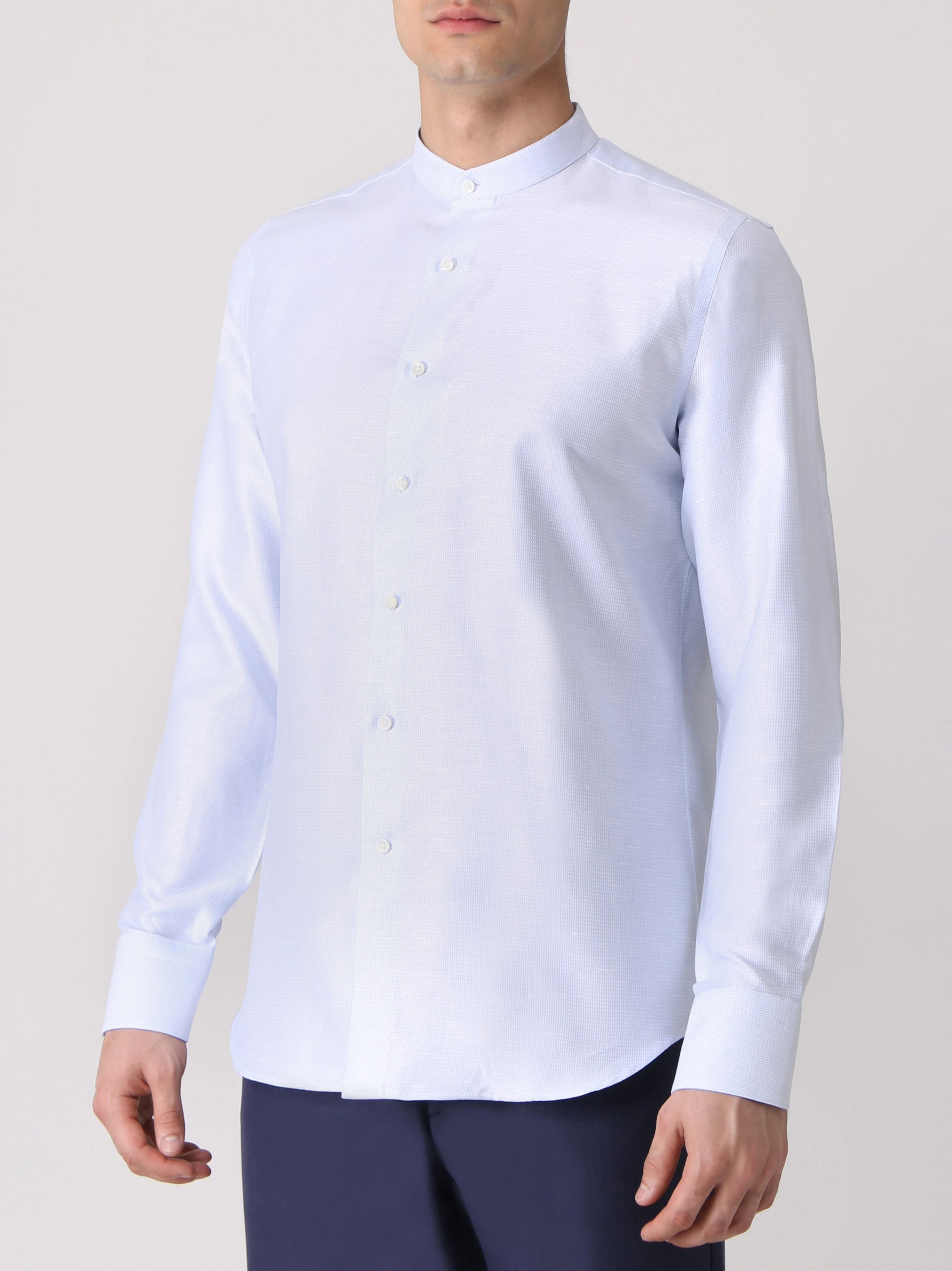 Рубашка Regular Fit хлопковая CANALI GR02527/401/N780 Фактура, размер 50, цвет голубой GR02527/401/N780 Фактура, - фото 4
