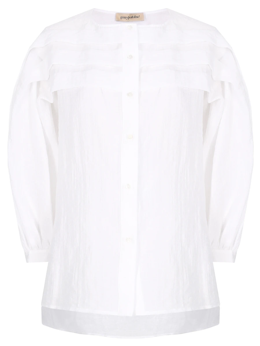 Блуза льняная GENTRYPORTOFINO D200KA G0001, размер 44, цвет белый - фото 1